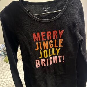 Old Navy Black Sweater with Festive Text